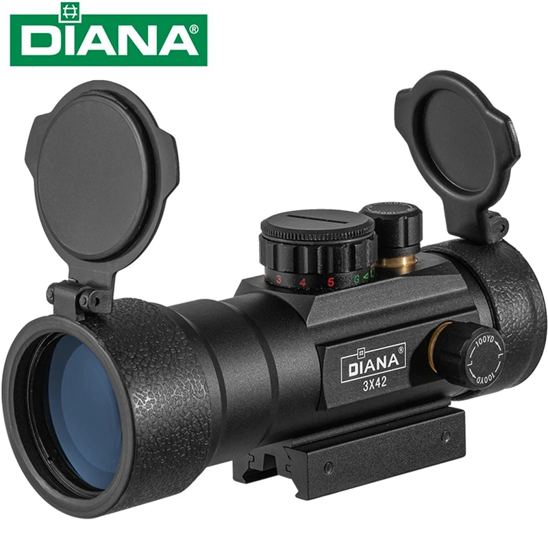 Tactical 3x42 Red Green Dot Sight Scope Optic Collimator Hunting Riflescope With 11/20MM Dovetail For Rifle Outdoor Air Gun