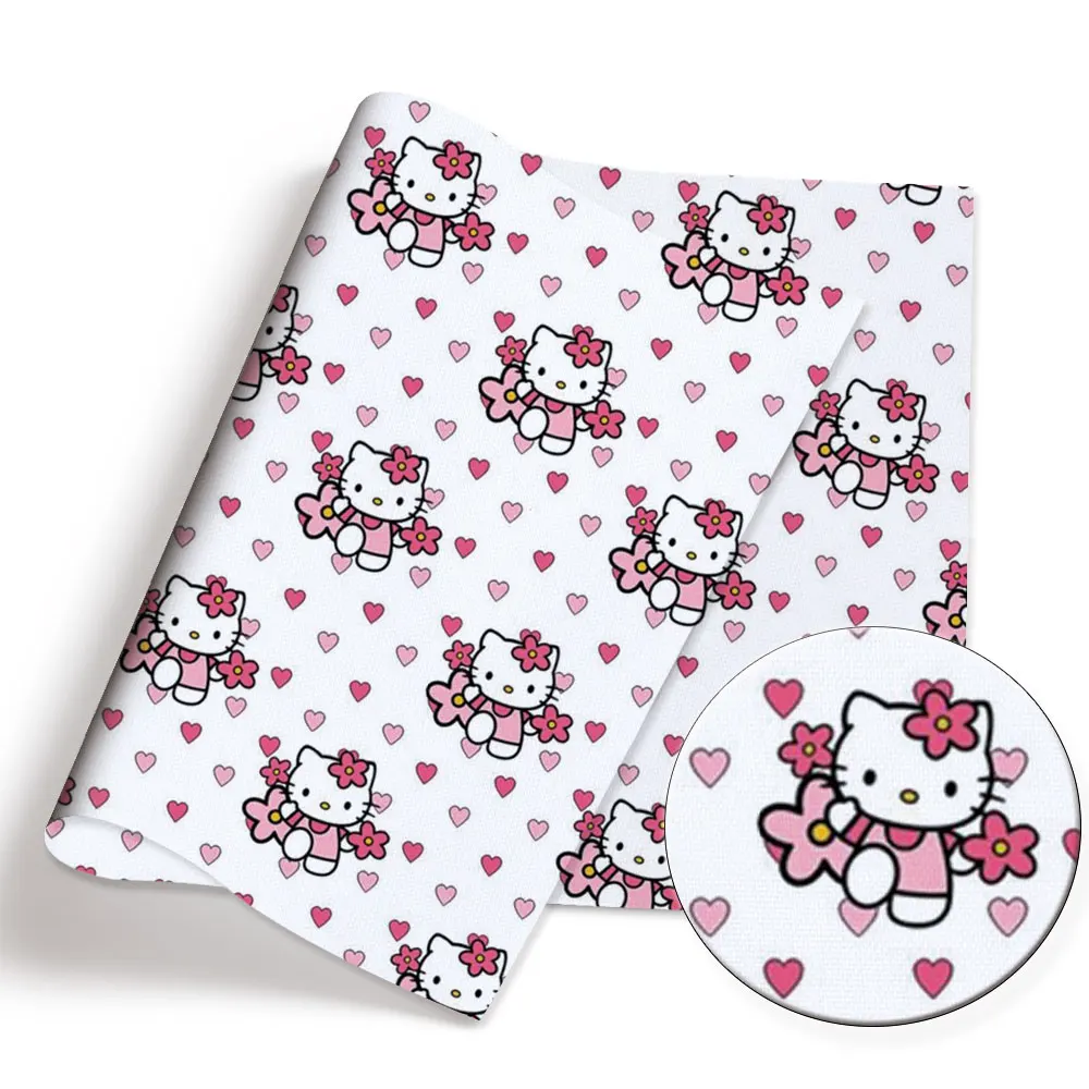 Hello Kitty 140x50CM Cartoon Polyester cotton fabric Patchwork Tissue Kid Home Textile Sewing Doll Dress Curtain cotton Fabric