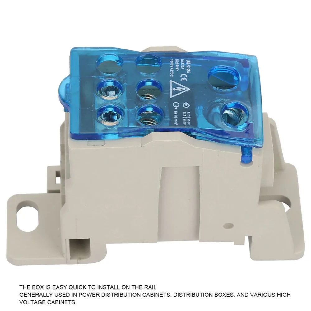 

690V 125A DIN Rail Terminal Block Blue Brass Conductor Terminal Block Distribution Box Positions Screw Terminal Junction Box