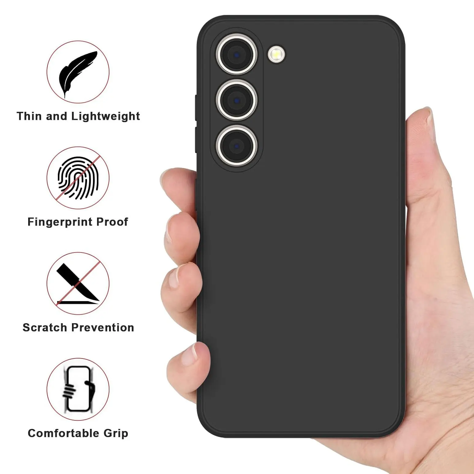 Shockproof Stylish Case for Samsung Galaxy S23 Ultra S22 Liquid Silicone Black Protective Cover For Samsung S24 Plus S21 S20 FE