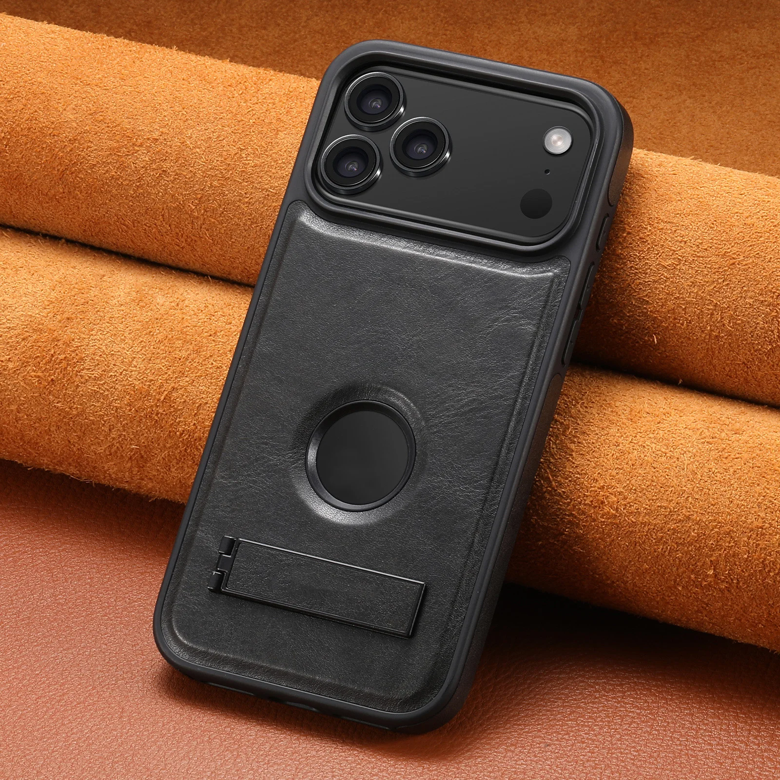 

Кожаный чехол для iPhone 17 Pro Max/17 Pro/17 Air/17 с магнитной подставкой, противоскользящая защита от падения с беспроводной зарядкой