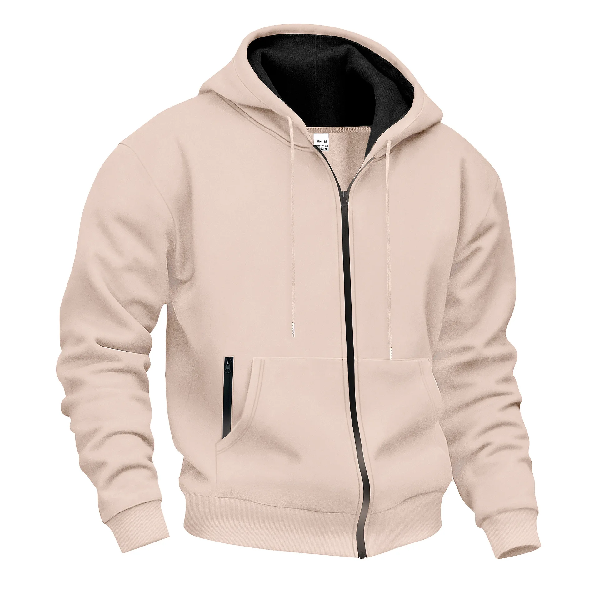 2026 American men's autumn and winter warm fleece functional ins hooded zipper commuter casual sweater