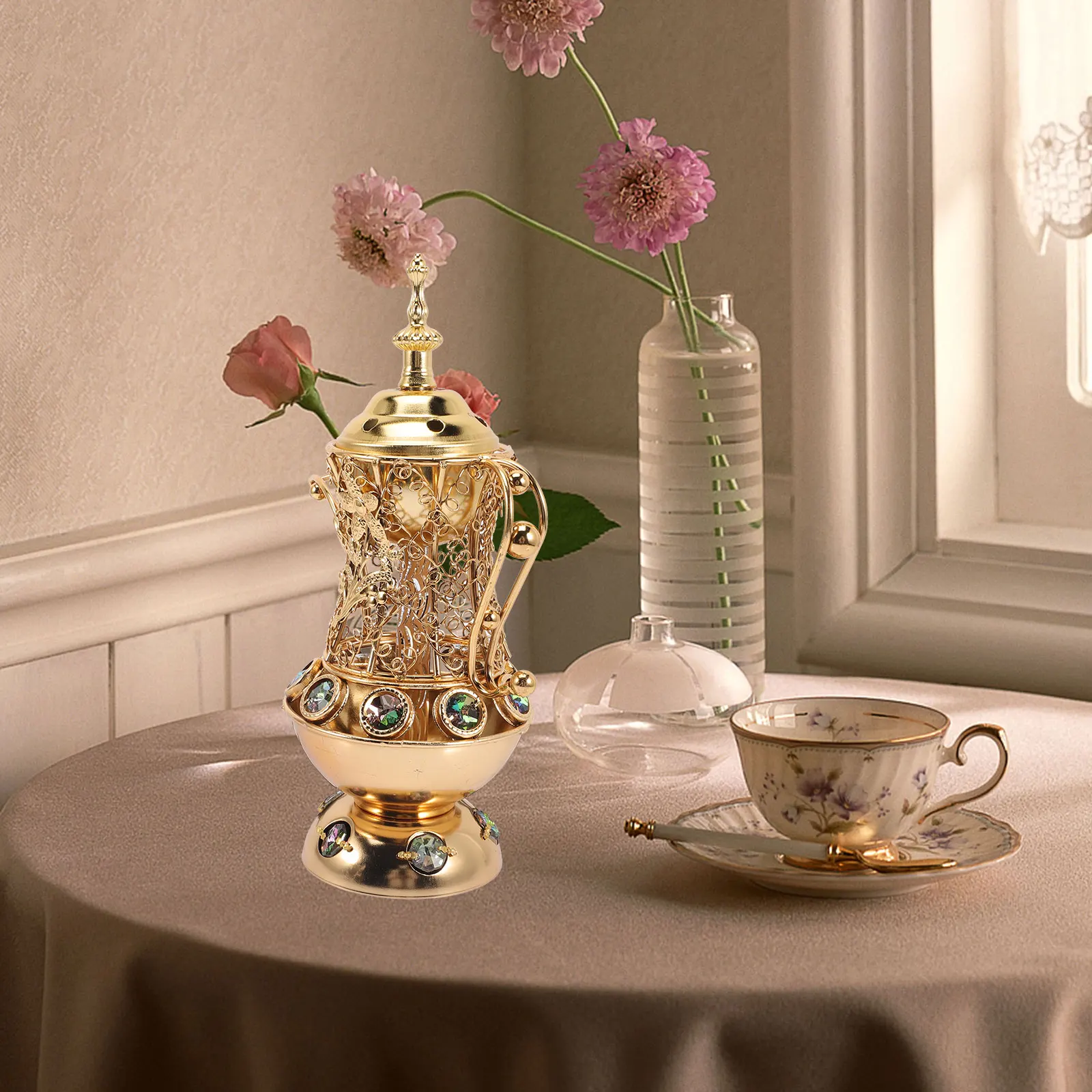 

Electric Censer Burner Vintage Metal Stove nament Metal Incense Burner for Home Table Centerpiece