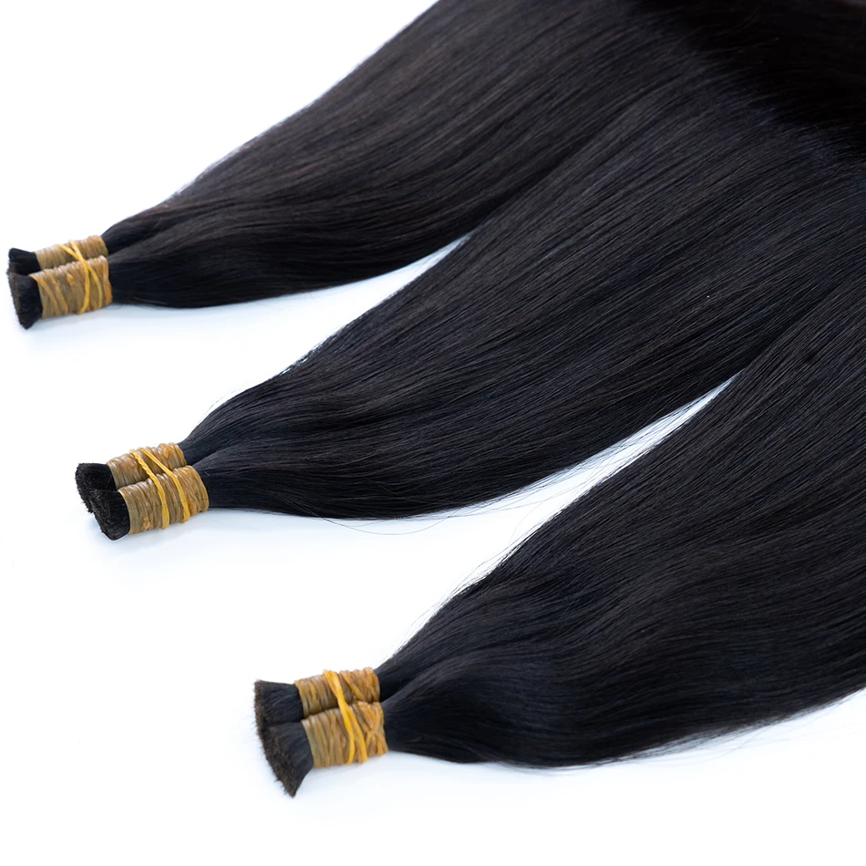 横糸なしバージン人毛バルク 100% 未処理ストレートヘア織り編組人毛バルクエクステンションフルエンドヘア
