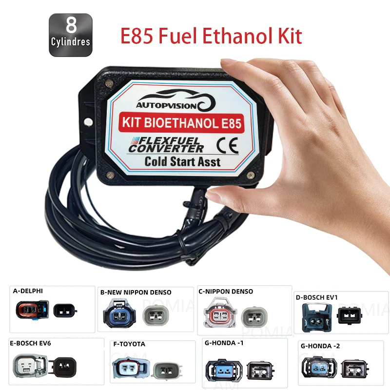

Комплект для переоборудования гибкого топлива E85 — включает в себя датчик холодного запуска, датчик температуры и конвертер биоэтанола, 8-цилиндровый