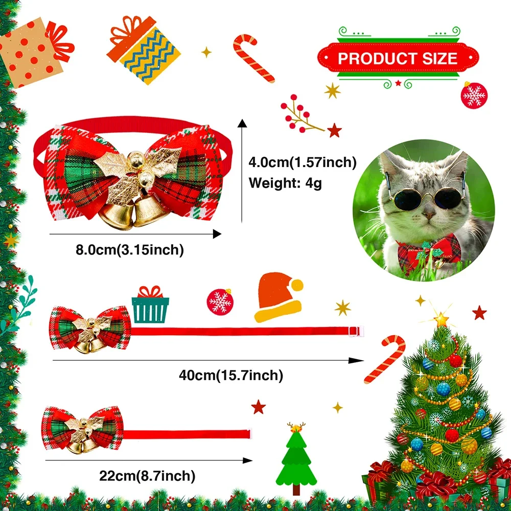 50/100pcs Bell Dog Bowtie Dog Christmas Bow Tie Collar  For Dogs Bows  Christmas Dog Grooming Accessories Pet Supplies For Dogs