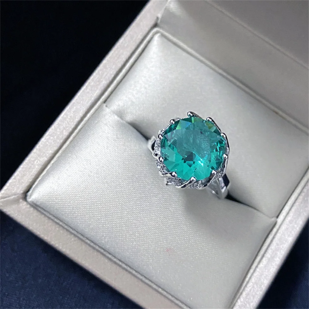 رائعة مبالغ فيها المتضخم مبالغ فيها 10 قيراط الملونة الزركون حلقة مفتوحة للنساء المبهر لوتس المظلة تصميم المجوهرات