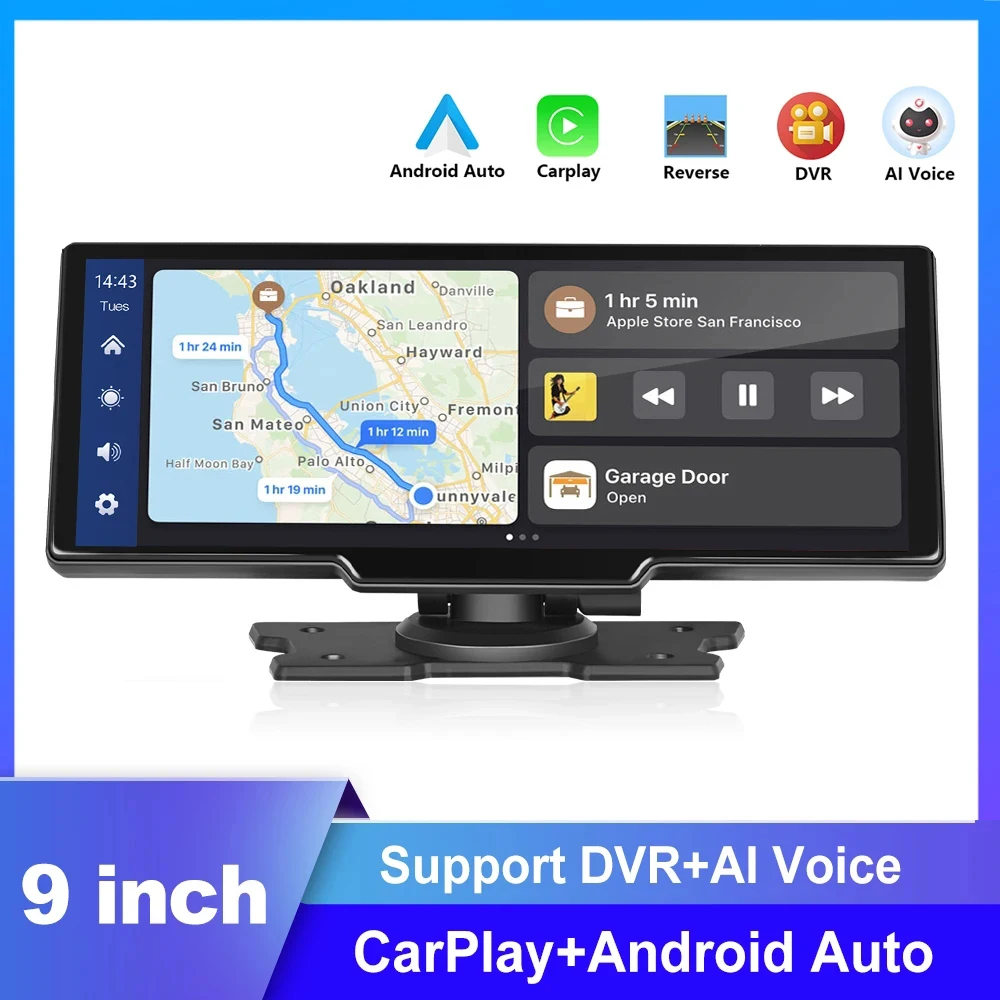 

9.3" Mirror Monitor Dash Cam Rearview Camera Wireless Carplay Android Auto Car Mirror DVR Recorder For Nissan Toyota