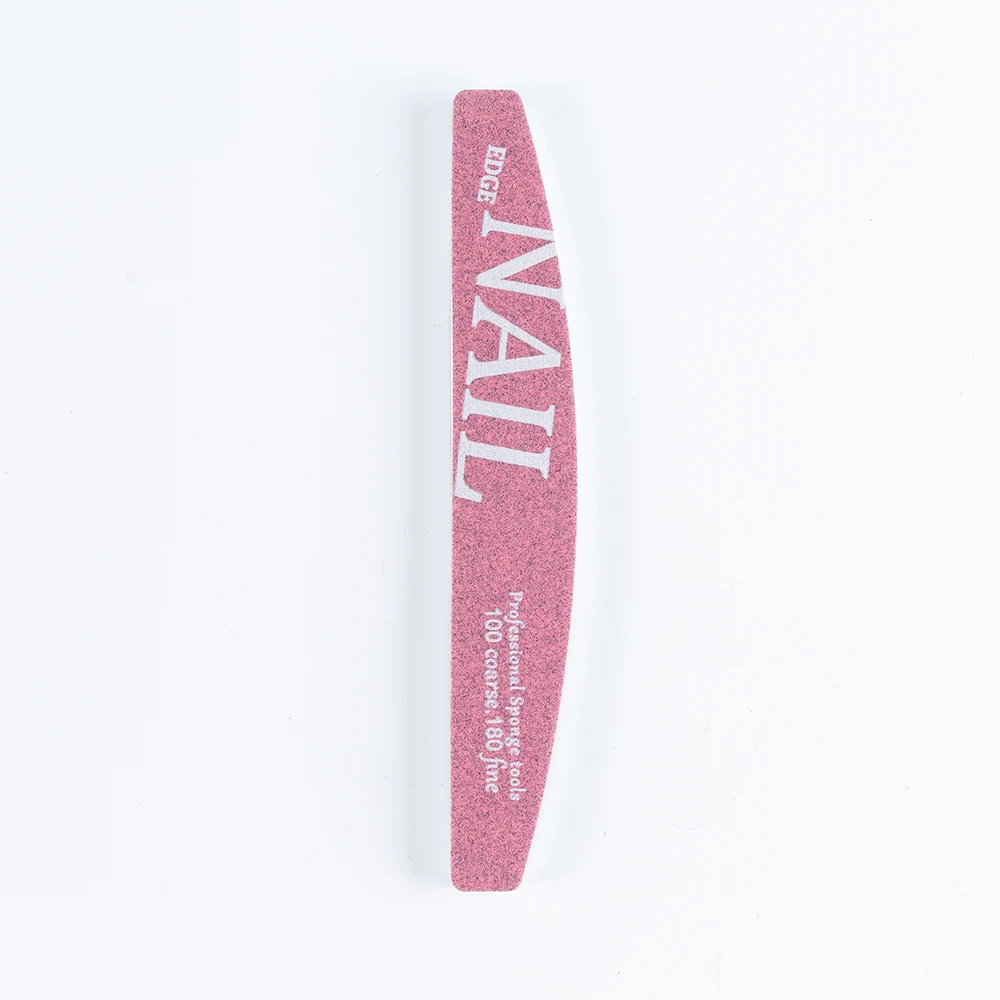 5Pcs/Lot New Arrived Nail Files 100/180 Buffer Double Side Pink Color Curve Banana Nail Art Care High Quality Polisher Tools