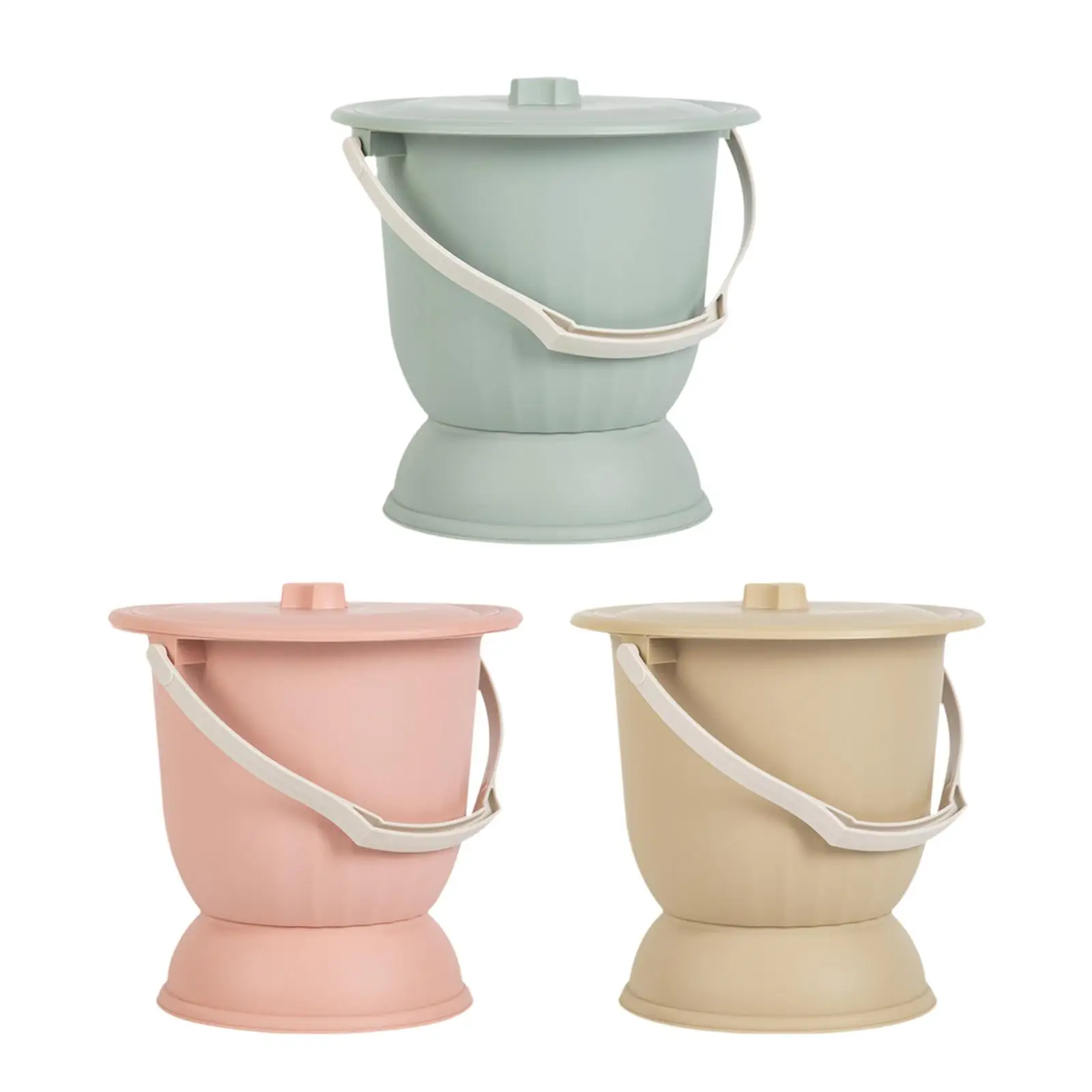 Portable Bedside Commode Bucket with Lid and Handle