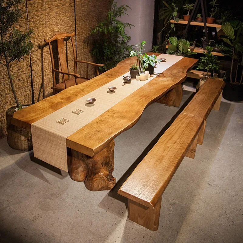 New Chinese log tea table and chair combination