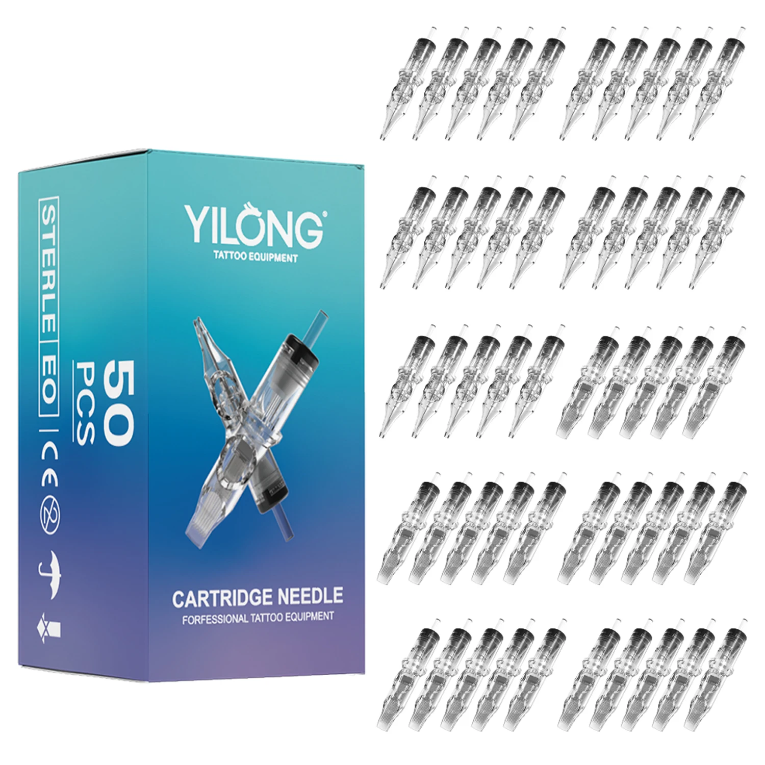 

YILONG 50/20 шт. смешанные профессиональные иглы для тату-картриджей с мембранными безопасными картриджами одноразовые иглы для татуировки для татуировки