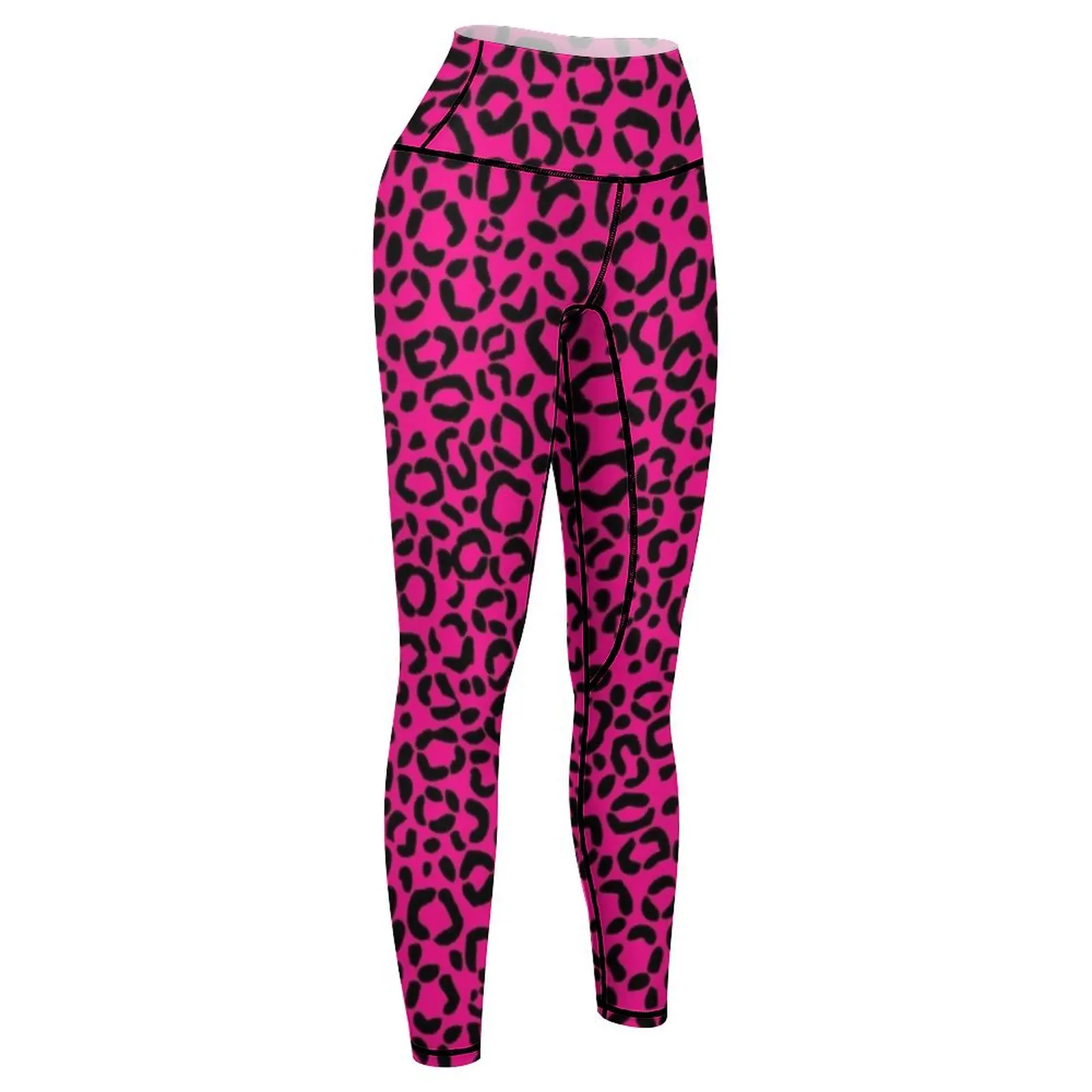 Pink and Black Leopard Print Pattern Leggings harem pants Women sportwear Tight fitting woman Womens Leggings