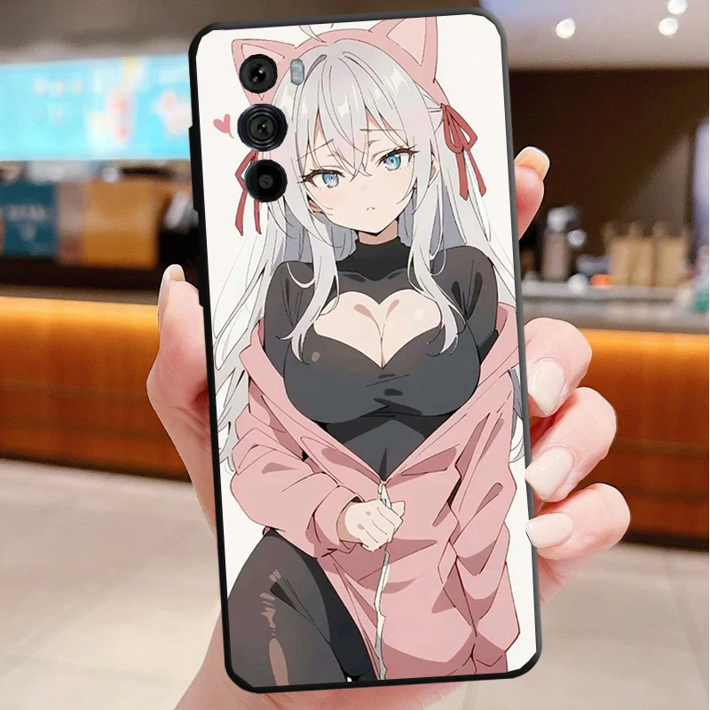 Capa de telefone para motorola edge 50 40 pro 60 50 40 30 ultra neo fusão moto g play g stylus g power g anime girl