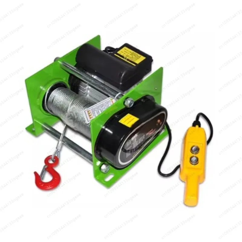 1800W 220V Electric Winch 200-600KG Electric Hoist 30M Steel Wire Rope Windlass Winding Engine Elevator Household Building Crane