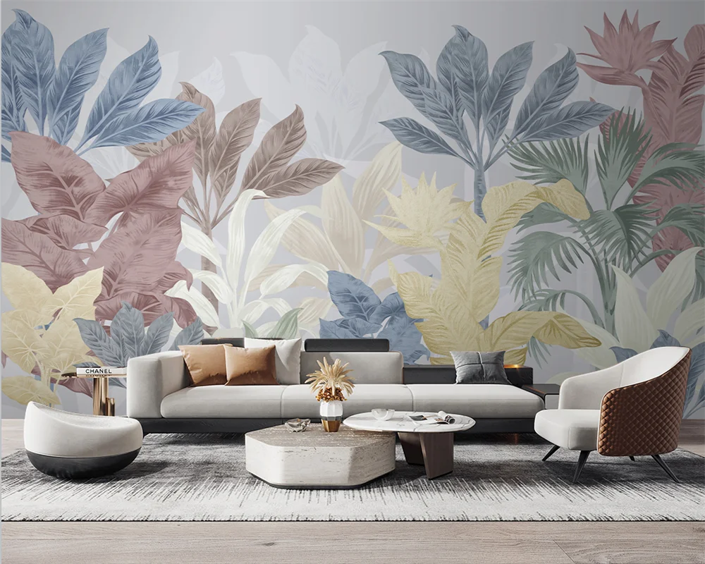 

beibehang papel de parede Custom modern new hand-painted tropical plants Nordic mural TV sofa background wallpaper