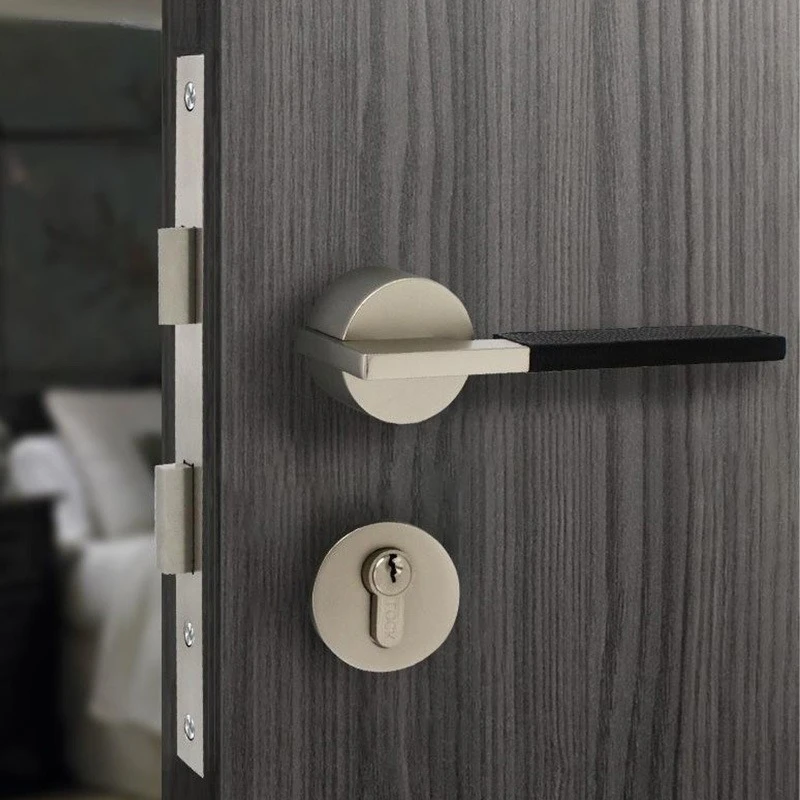 

Light Luxury Leather Handle Lock Silent Magnetic Split Lock Indoor Wooden Door Mortise Lock