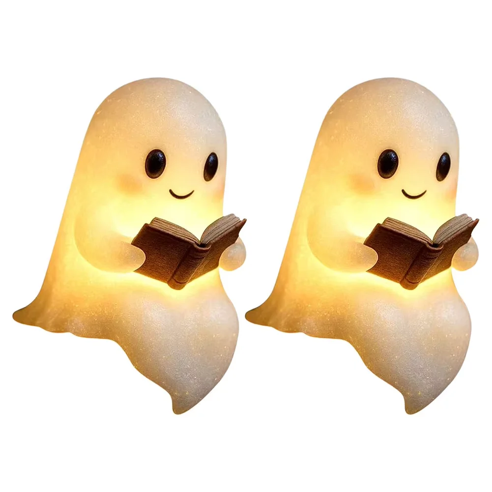 Cute Ghost Reading Lamp Halloween 3D LED Night Light Spooky Desk Light For Bedroom Study Book Lovers Home Office
