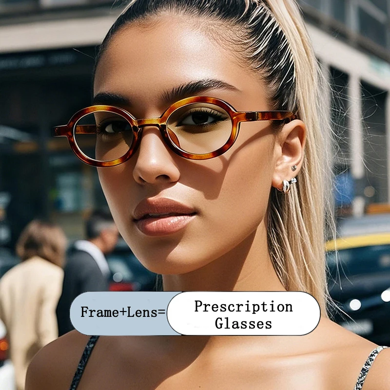 

Brand Design Women Vintage Ellipse Frame Photochromic Prescription Glasses Anti Blue Ray Hyperopia Myopia Astigmatism Eyewear