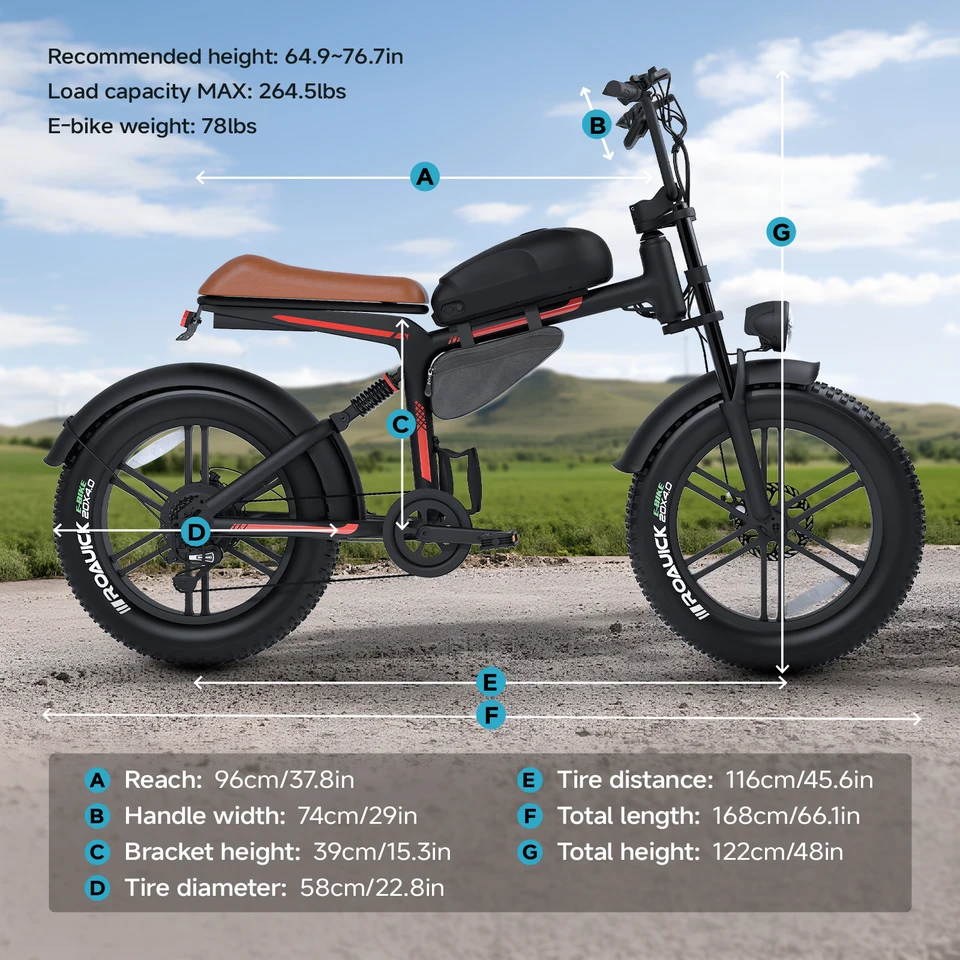 QNUT Electric Mountain Bike 1500W Peak Brushless Motor 48V 18AH Removable Battery 20"*4.0"Fat Tire Full Suspension All‑Terrain Off‑Road Vintage Chopper Ebike Mountain Dirt Bike Ship From US Warehouse image 9