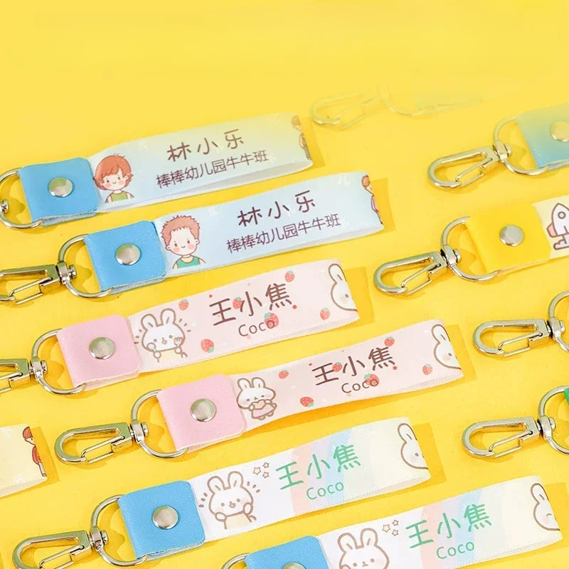 Customized Name Tag Hooks Students Name Buckles for Bag Water Bott Child ID Badge Lanyard Backpack Names Tags Daycare Labels