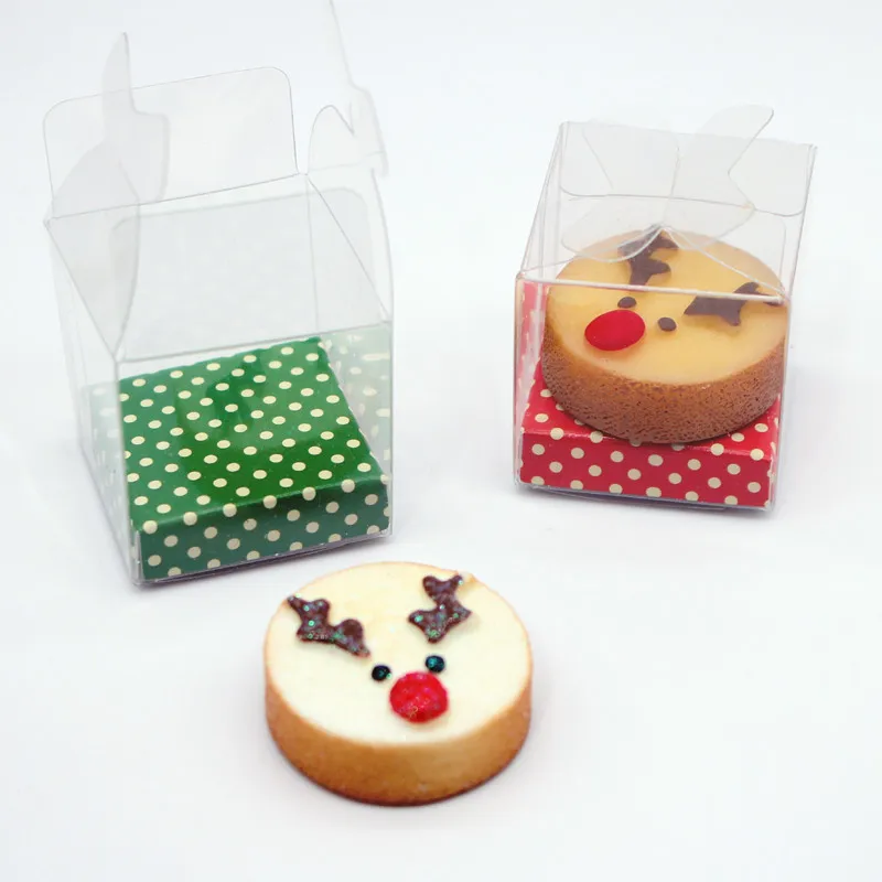 1:12 Mini Boxed Christmas Fawn Cake Transparent Cake Dessert Dollhouse Miniatures Simulation Models Home Decor Scale Decoration