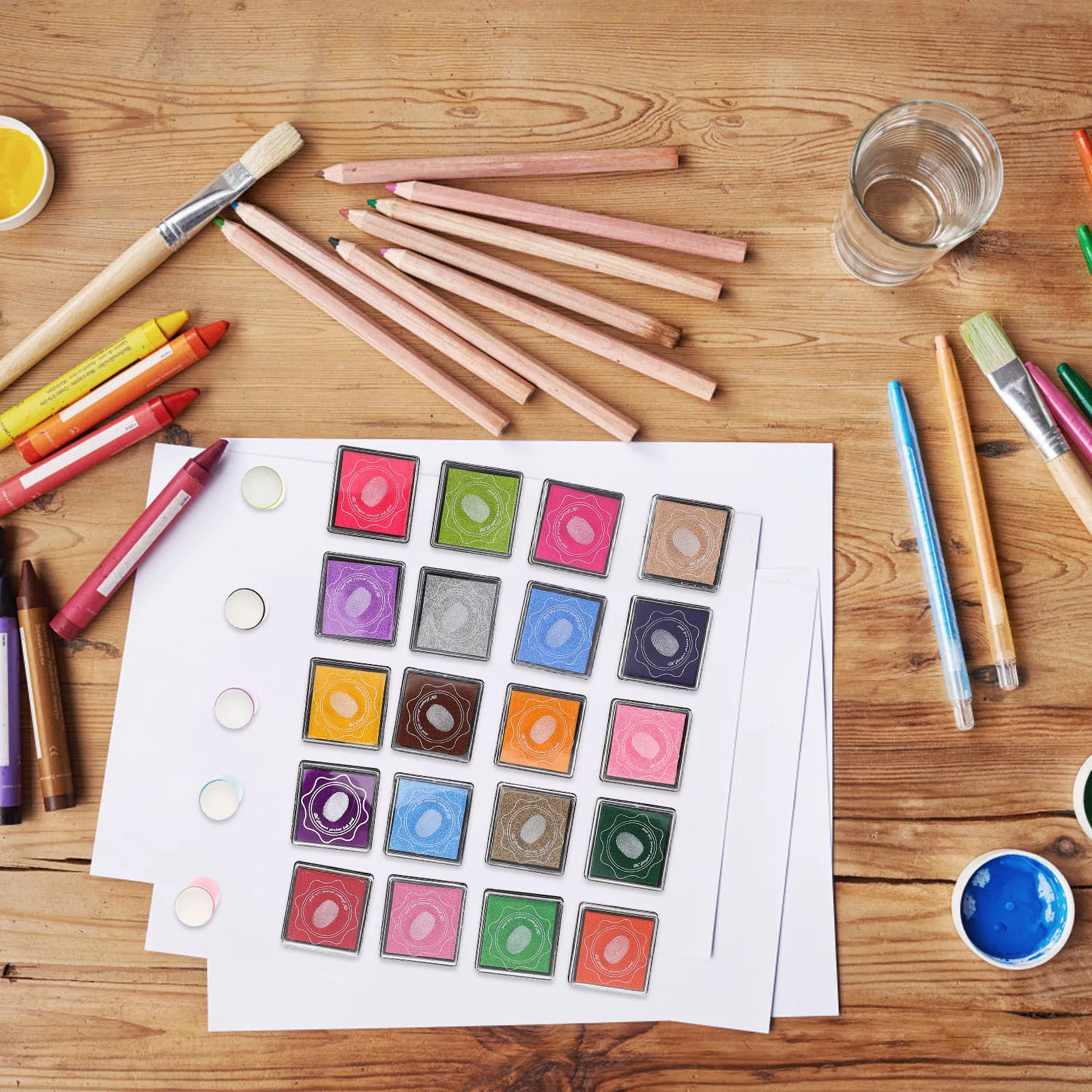 1 set 1 Set Diy Painting Finger Sponge Stamps With Ink Pad For Kids Graffiti Tools Art Craft Activities Sponge Daubers Painting