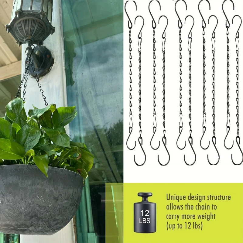 

10-Pack Metal Plant Hanging Chains with S-Hooks Multipurpose Chain Hangers for Bird Feeders Lanterns Flower Basket Decorations