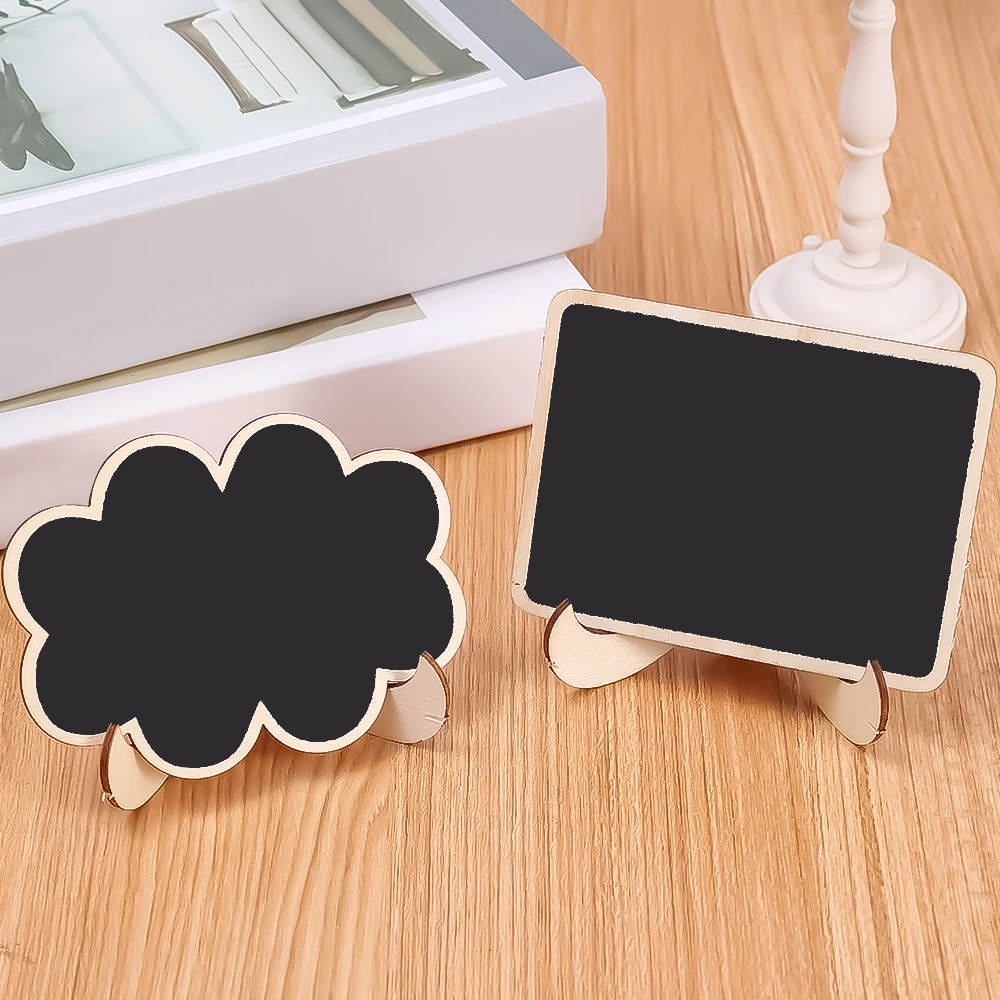 4PCS Mini Wooden Blackboard Menu Label Chip Large Small Message Board Presentation Chalkboard Wedding Party Decor Memo Props