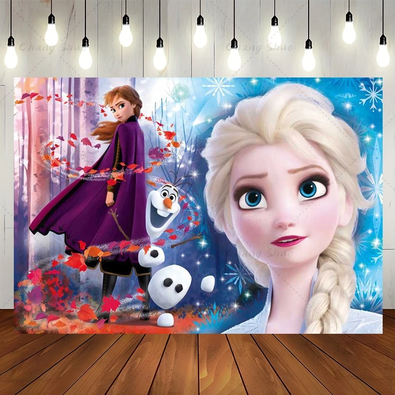 Disney Frozen Elsa Princess Backdrop Kids Birthday Party Winter Ice Snow Queen Photography Background Cake Table Decor Banner