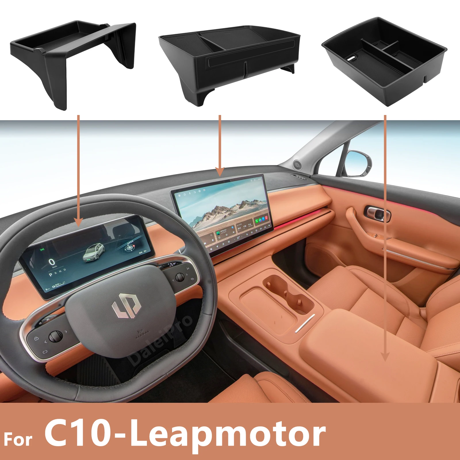Caja de Almacenamiento para Reposabrazos y Parasol de Salpicadero para Leapmotor C10 2024 2025 2026, Accesorios de Expansión de Almacenamiento para Leapmotor C10