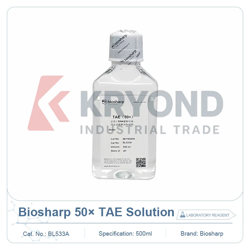 BIOSHARP BL533A 50X TAE буферный раствор (тригидроацетат натрия, ЭДТА) для электрофореза ДНК, лабораторный реагент для молекулярной биологии, 500 мл