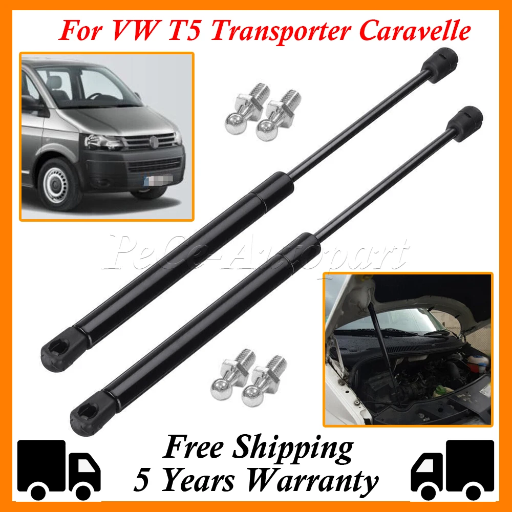 1Pc/2Pcs Car Front Bonnet Hood Support Gas Strut For Volkswagen VW T5 Transporter Caravelle 2003 2004 2005 2006-2015 7E0823359