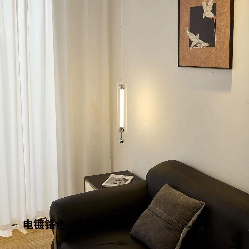 

Nordic Glass Metal Silvery LED Pendant Light Bedside Living Dining Room Bedroom Study Bauhaus Minimalist Home Decor Hanging Lamp