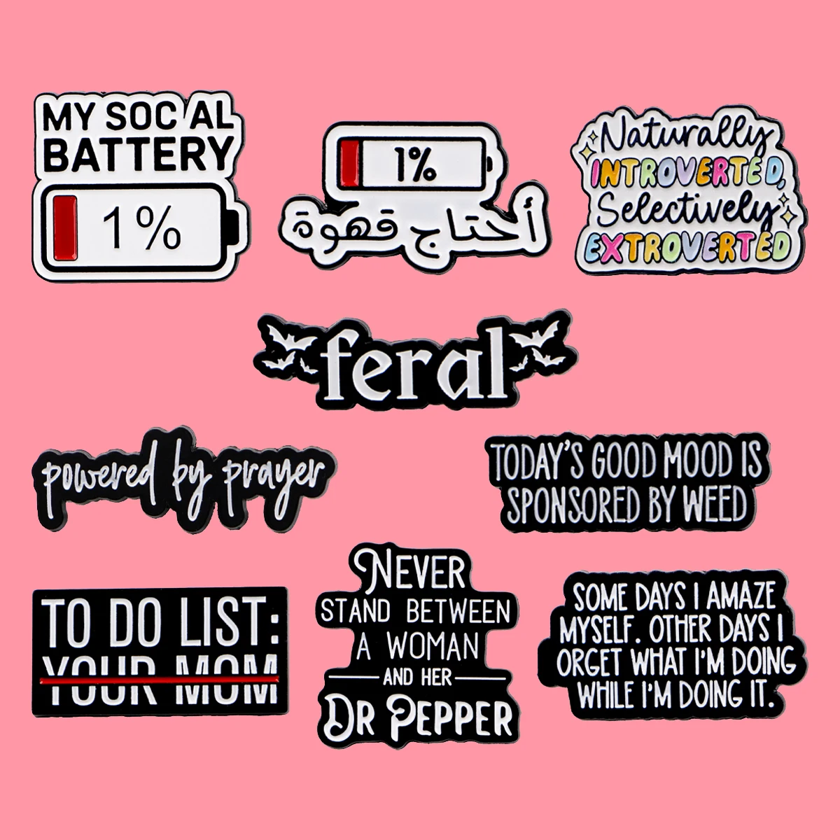 يمكنك أن تفعل الأشياء الصلبة المينا الصنوبر بطارية يقتبس بروش شارة على ظهره التلبيب دبوس زي اكسسوارات هدايا مجوهرات الأزياء #1