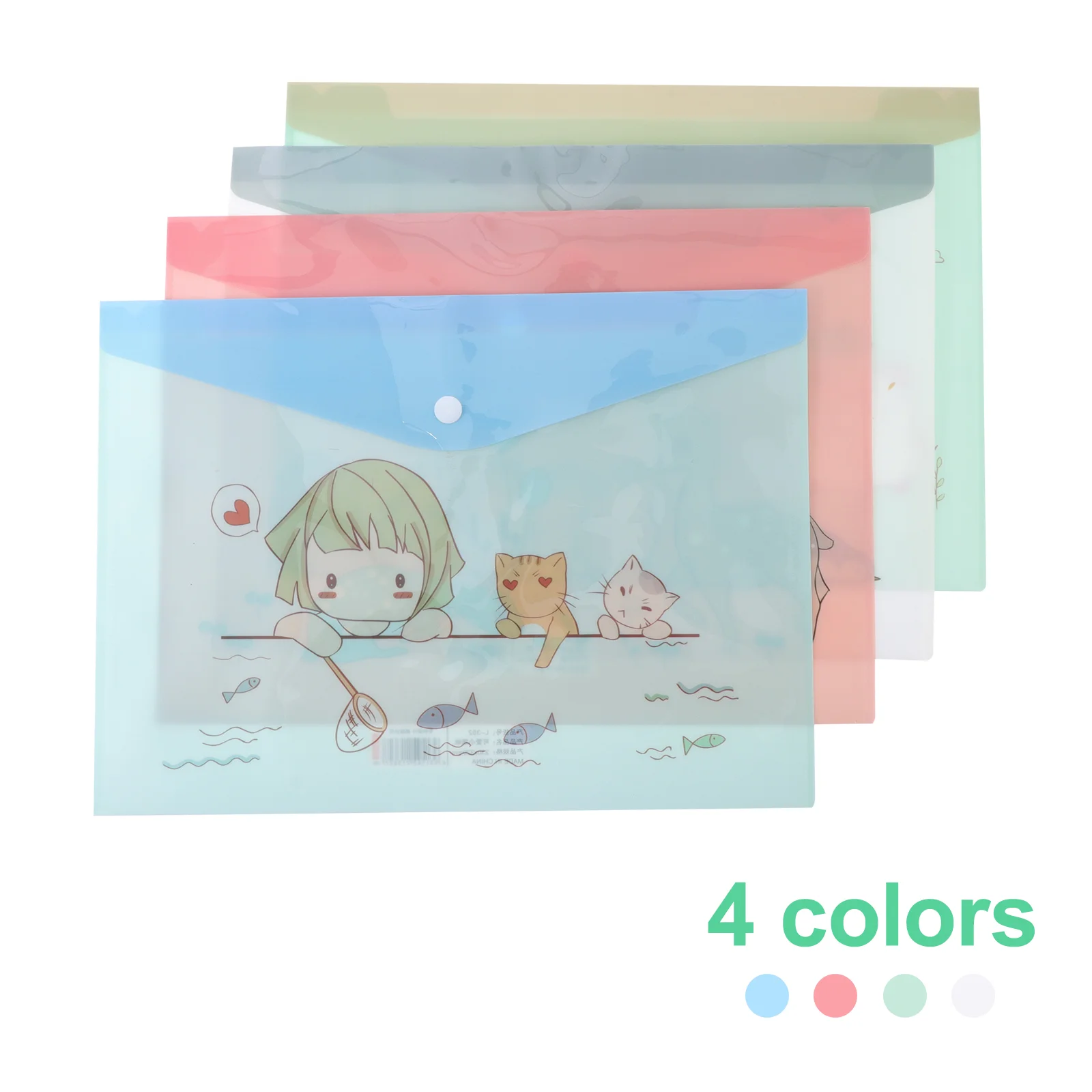 16 PCS File Holder Document Bag Clear Purses A4 Pocket Pouch Folder for Kids Cartoon Student