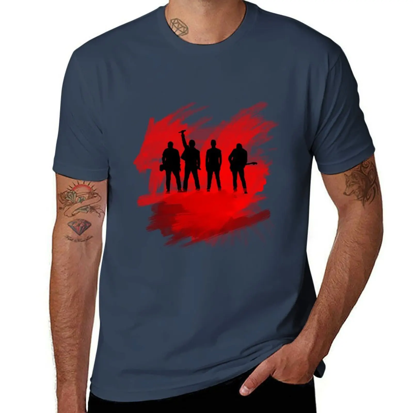 

U2 Paint Silhouette T-Shirt anime tshirt t shirts for man pack white T-Shirt
