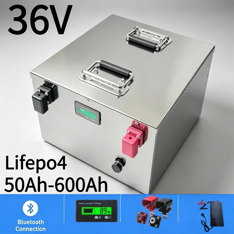 High Capacity 36V 50Ah-600Ah LiFePO4 Battery Pack, 3000W Deep Cycle Lithium Battery with BMS for Golf Cart & Electric Vehicle