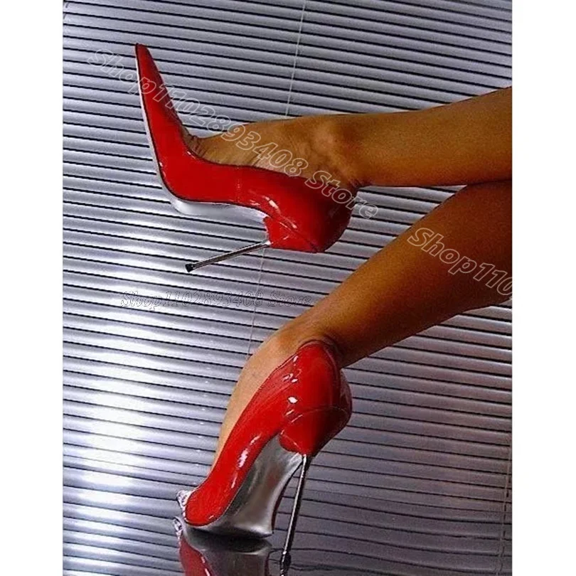 

Red Pointed Toe Patent Leather Pumps Slip on British Style Party Design for Women Spring Casual Shoes 2024 Zapatos Para Mujere