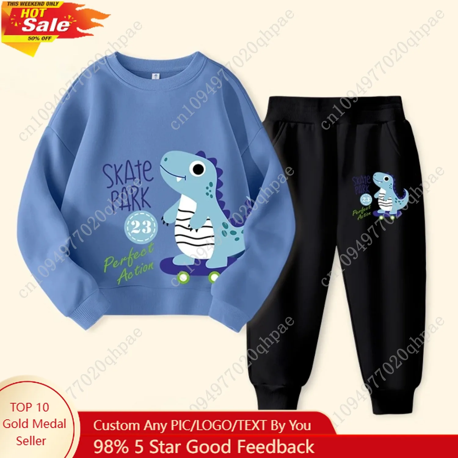 

Autumn Children Boy Clothes Set Kid Girls Dinosaur Printed Sweatshirts Pullover Top & Pants Bottom 2pcs Outfits Baby Tracksuits
