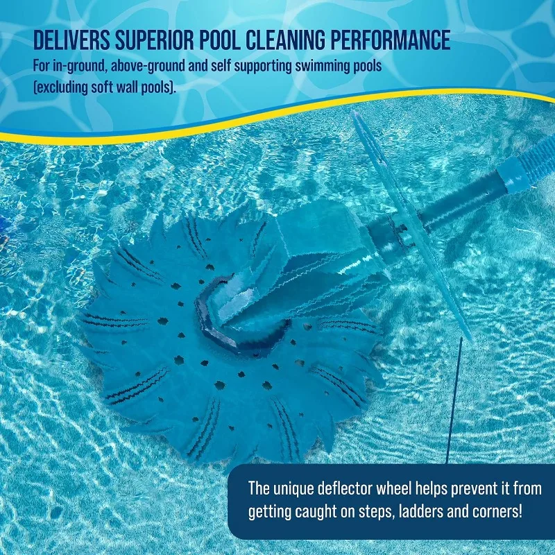 Suction Pool Cleaner, Inground Automatic Pool Vacuum Cleaner with Hose - Auto Creepy Sweeps Removes Debris, Leaves Cleans