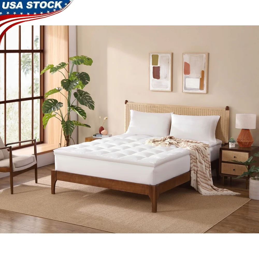 

Ultra Plush Pillow Top Mattress Topper Queen Size with Microban Stain Release Protection Machine Washable Down Alternative