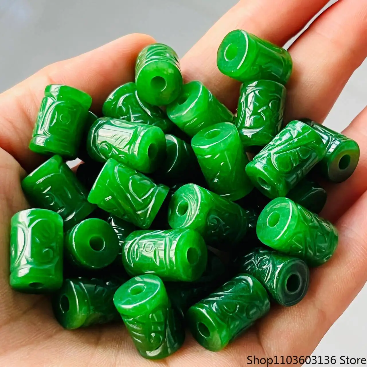 

Grade A Myanmar Jadeite Burma Green Jade Carved Beads For Jewelry Making Diy String Bracelet Beaded Necklace Charms Accessories