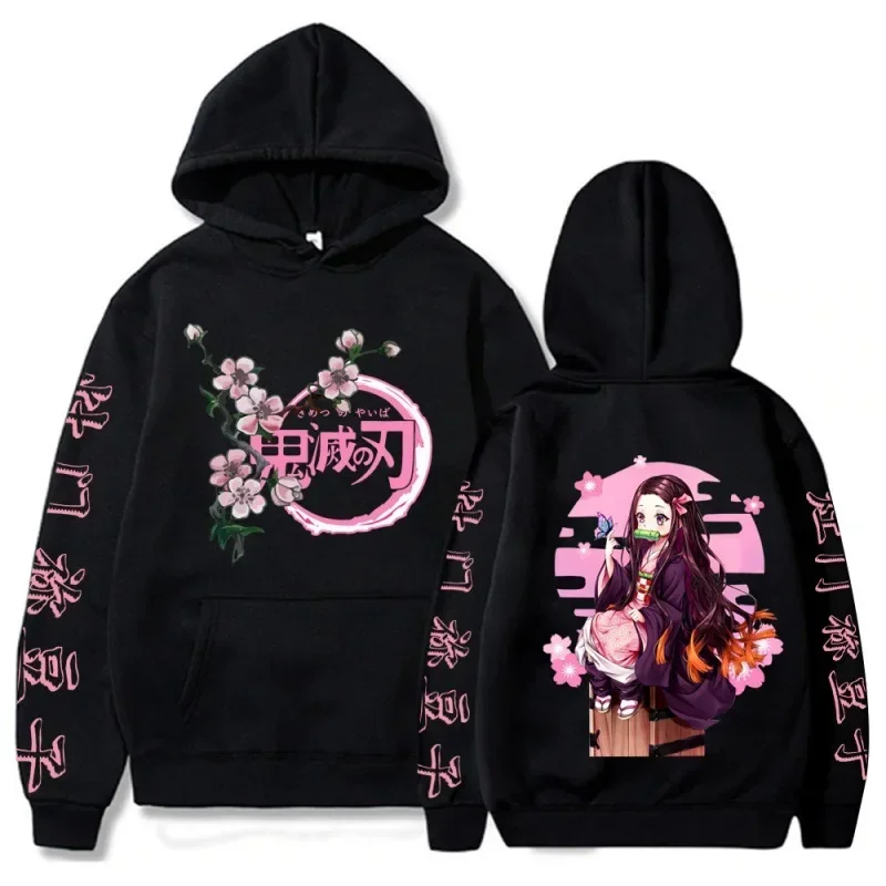 2024 Harajuku Demon Slayer Plus Size Hoodie Kamado Nezuko Graphic Print Women Sweatshirts Long Sleeve Fashion Female Streetwear