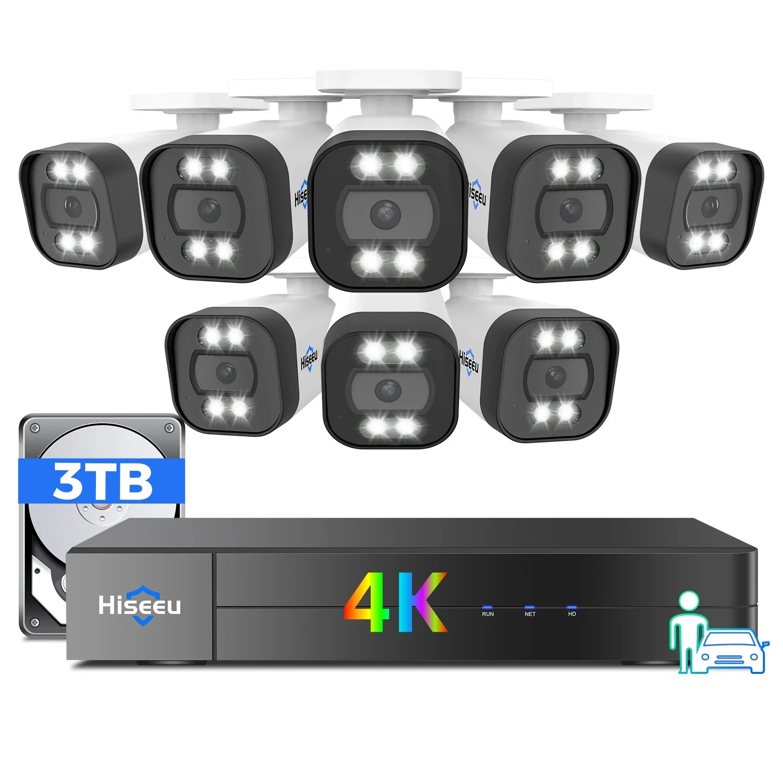 

WDR IP67 H.265 4K 8MP Outdoor Home NVR Video Surveillance Kit Cctv IP POE Security Camera System 4K 8MP