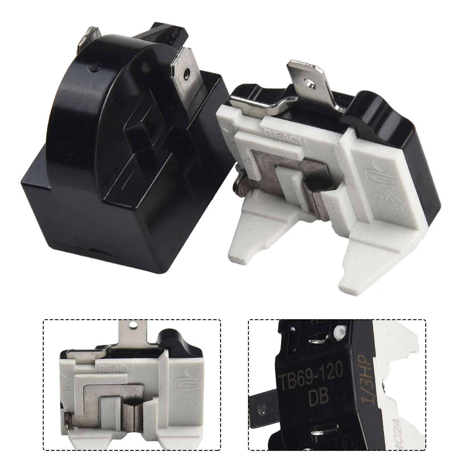 1 Set Refrigerator PTC Starter Relay Replacement Compressor Overload Protector For Mini Fridges Coolers Easy To Install
