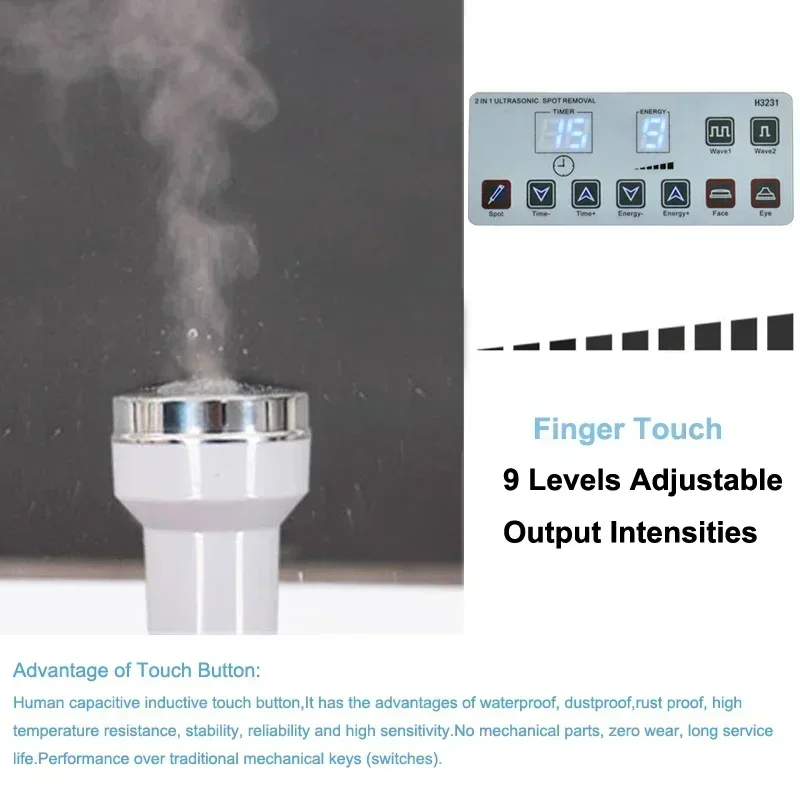 3 in 1 Ultrasonic Beauty Machine Mole Spot Remover Ultrasound Facial Massager Face Eye Care Tool Skin Tightening Deep Cleaning