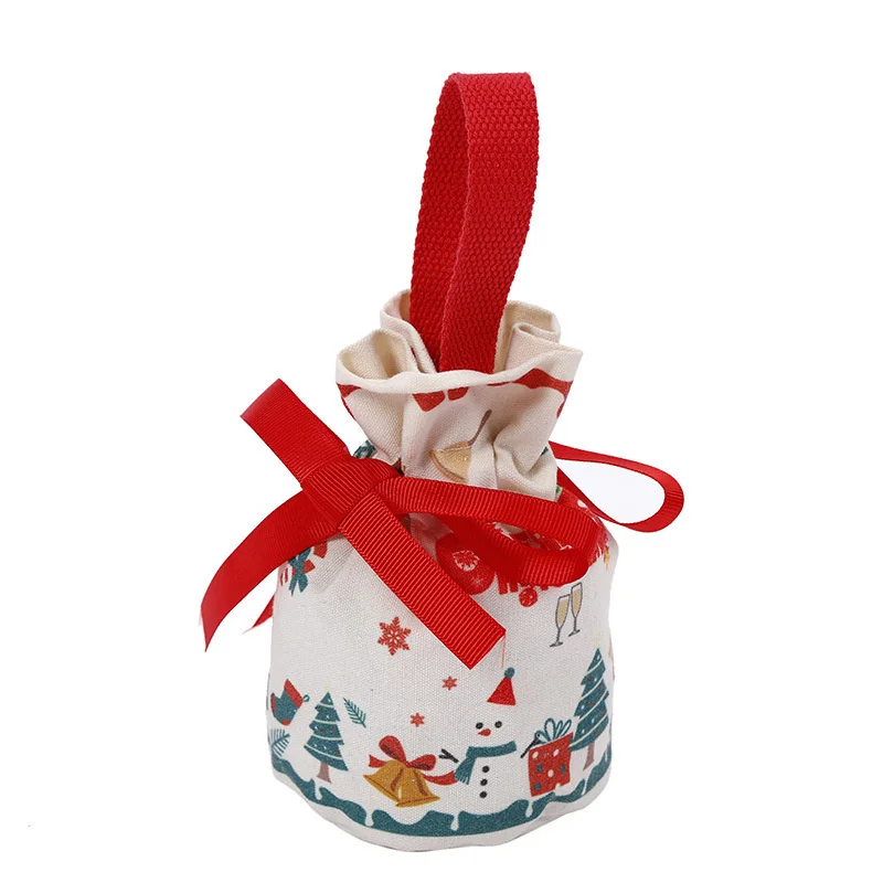 คริสต์มาสผ้าใบ Apple Tote กระเป๋า Christmas Eve บรรจุภัณฑ์ของขวัญกระเป๋ากระเป๋าสตางค์ Candy กระเป๋าถือ Xmas Party Supplies