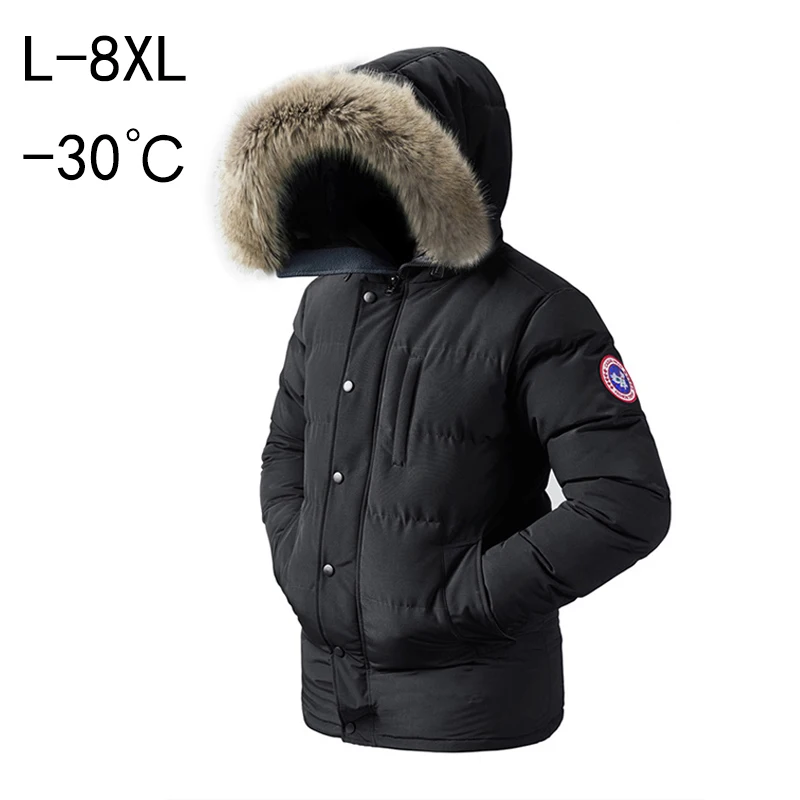 -30 C FIT Plus Thick Velvet Down & Parka coat 6XL 7XL 8XL  winter jacket men waterproof windproof chaquetas hombre