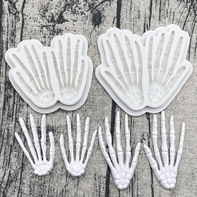 Halloween Hand Bone Silicone Mold Sugarcraft Chocolate Cupcake Baking Mold Fondant Cake Decorating Tools